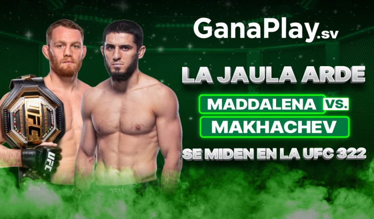 Jack Della Maddalena vs Islam Makhachev en UFC 322 con pronósticos y apuestas deportivas en GanaPlay El Salvador.