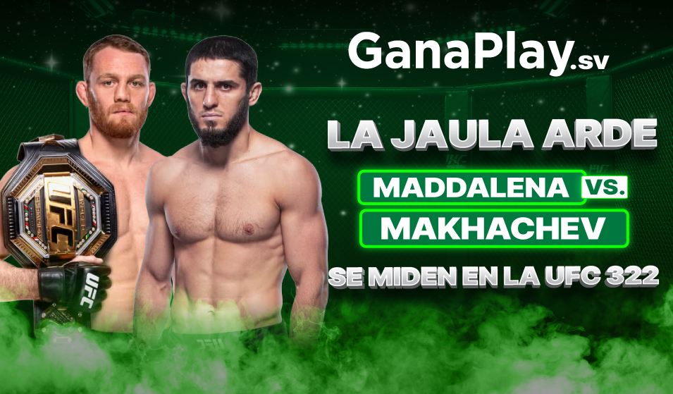 Jack Della Maddalena vs Islam Makhachev en UFC 322 con pronósticos y apuestas deportivas en GanaPlay El Salvador.