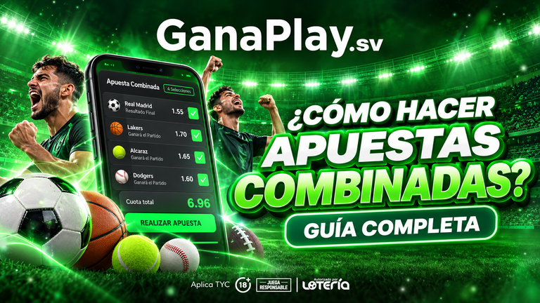 Apuestas combinadas en GanaPlay El Salvador con varias selecciones deportivas reunidas en un mismo parlay.